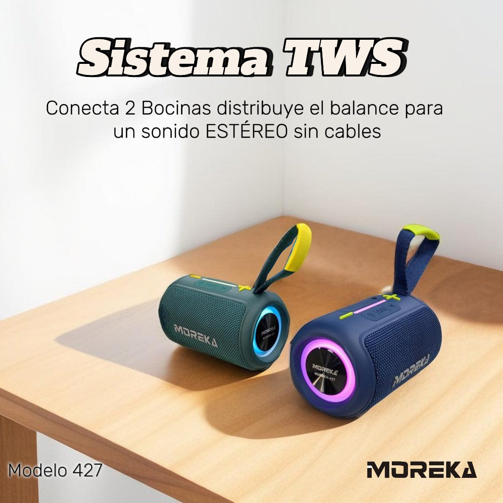 Bocina Bluetooth Moreka 427 8W 1200mAh TF Card Radio FM Resistente al agua IPX6 - Imagen 7