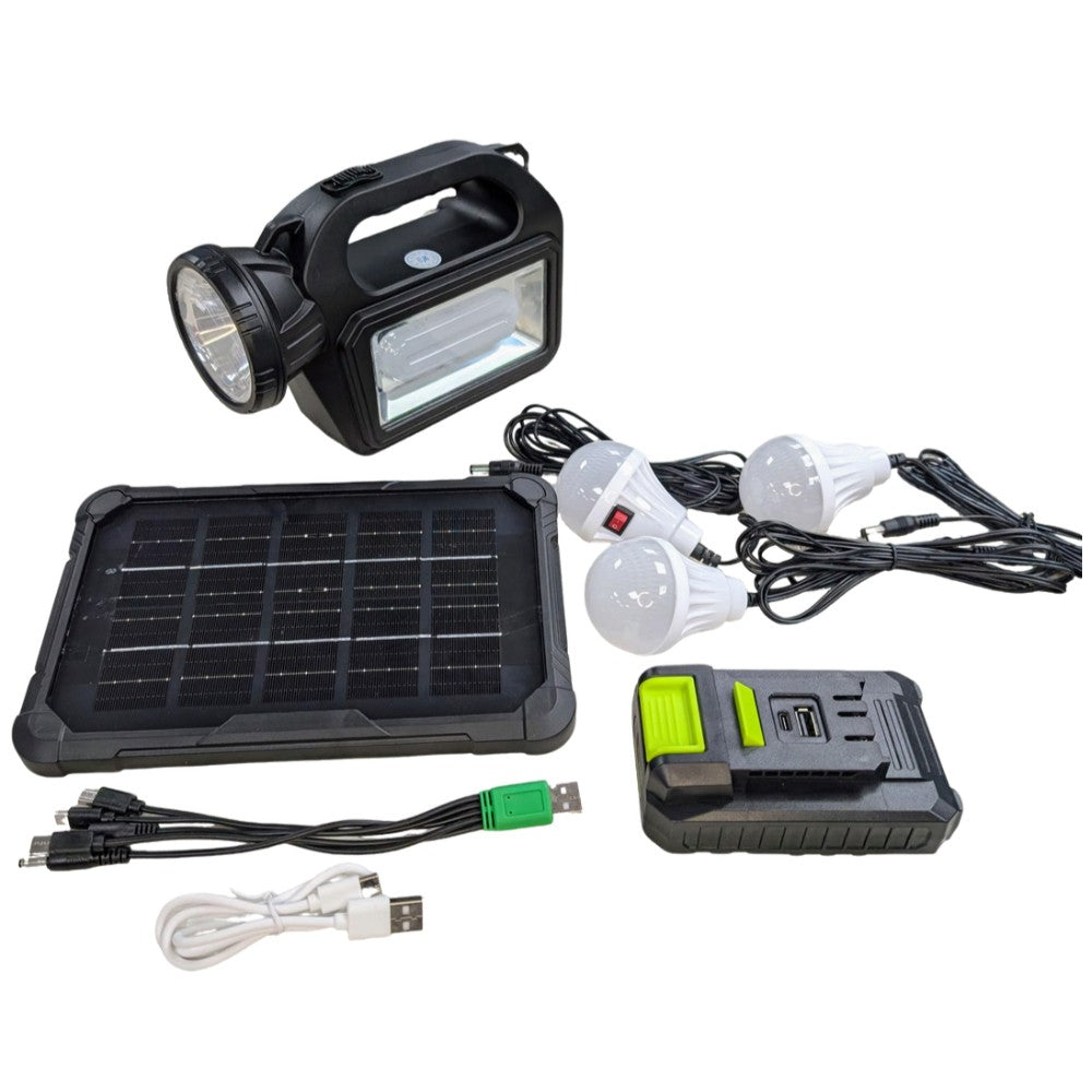 Mini Sistema Solar 3 Focos Linterna Power Bank 4500 30W mAh MOR-C8 - Imagen 8