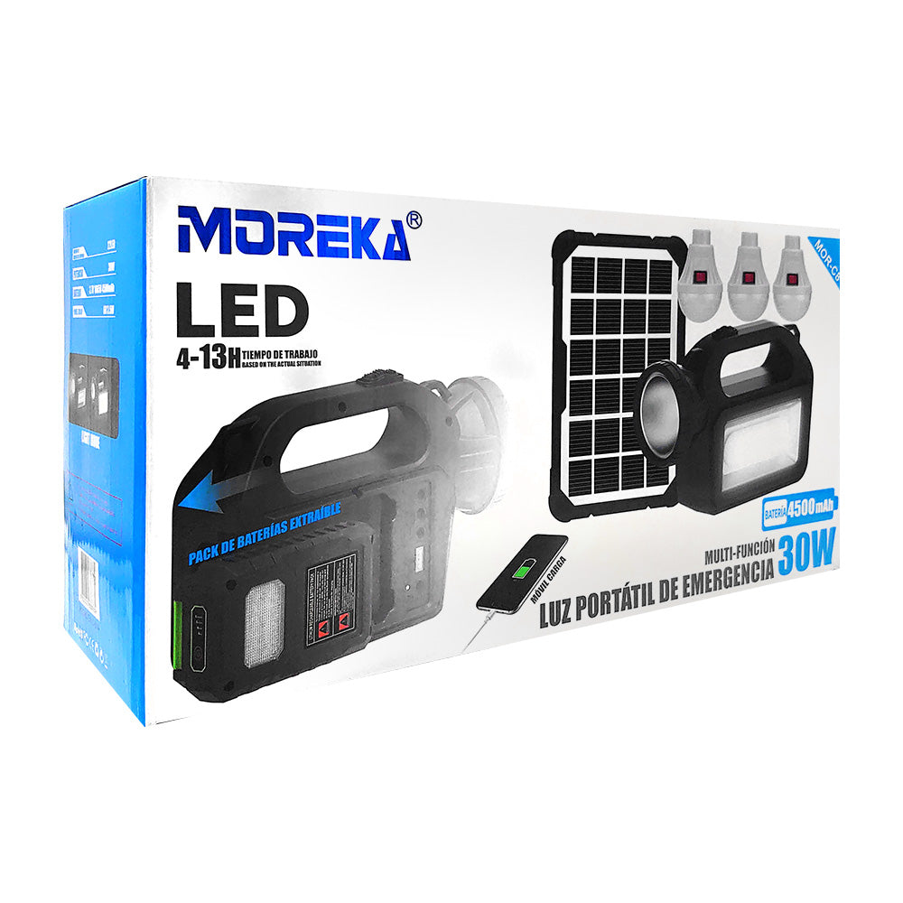 Mini Sistema Solar 3 Focos Linterna Power Bank 4500 30W mAh MOR-C8 - Imagen 9