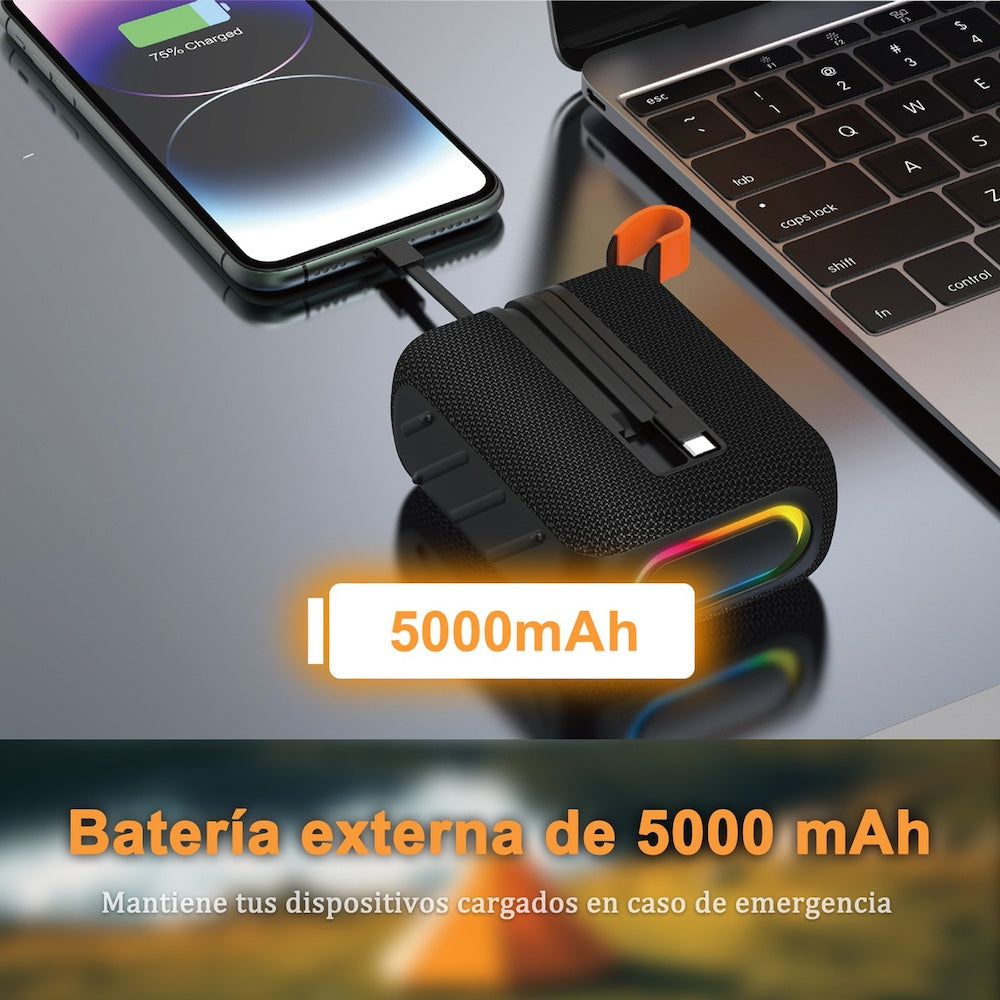 Bocina Power Bank Moreka 428 10W 5000mAh cables tipo IP y C hasta 25 Horas - Imagen 3