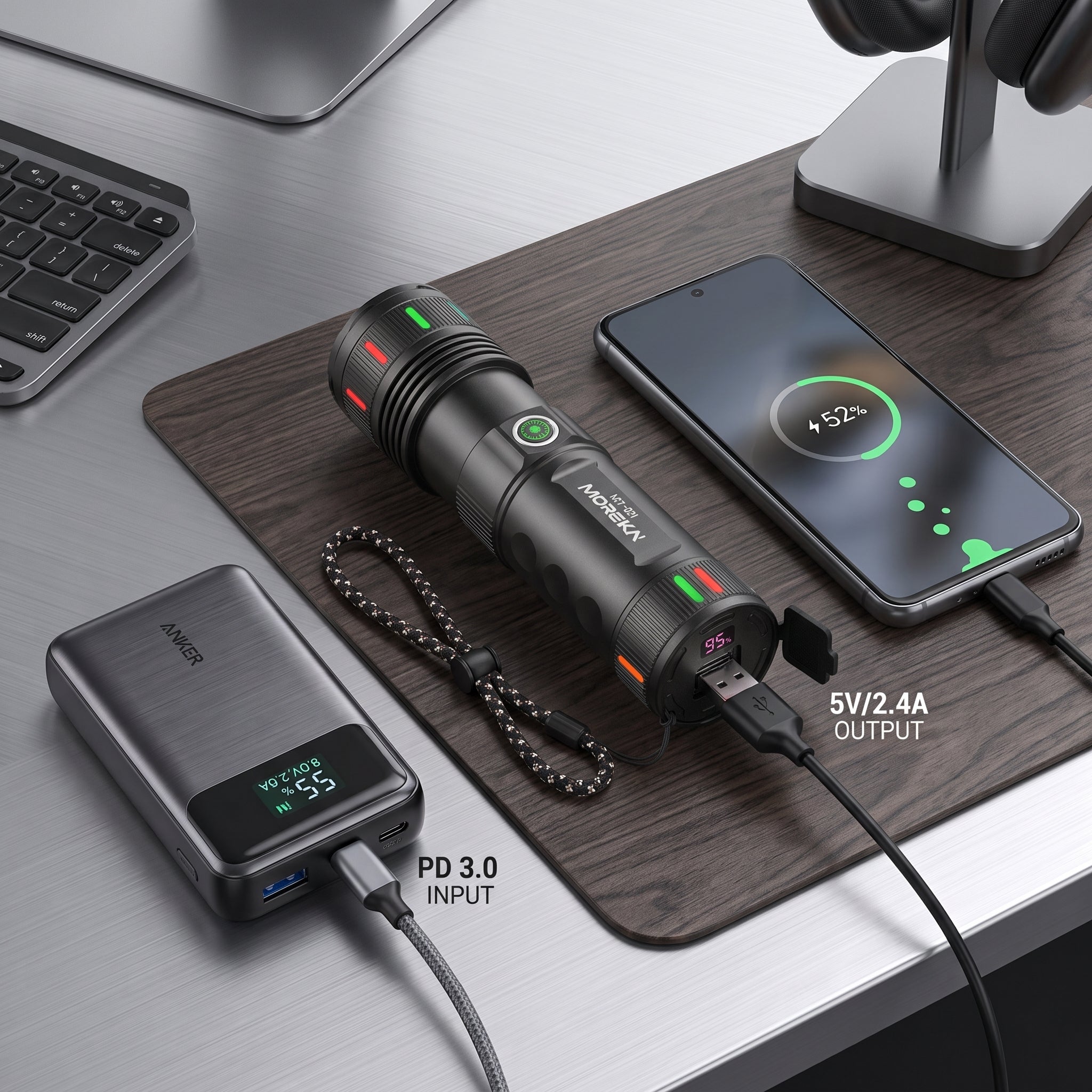 Linterna LED Moreka MT-021 30W Batería 4500mAh Alcance 3000 Metros - Imagen 2
