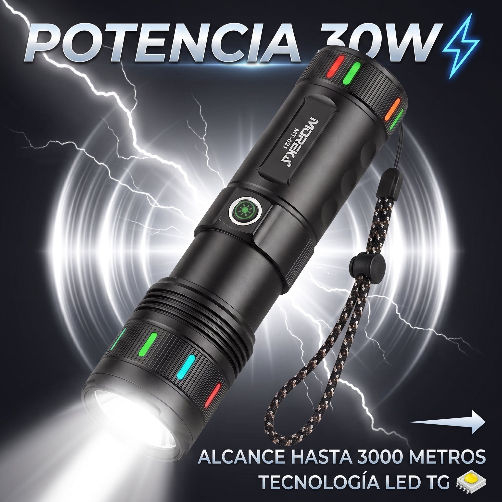 Linterna LED Moreka MT-021 30W Batería 4500mAh Alcance 3000 Metros - Imagen 5