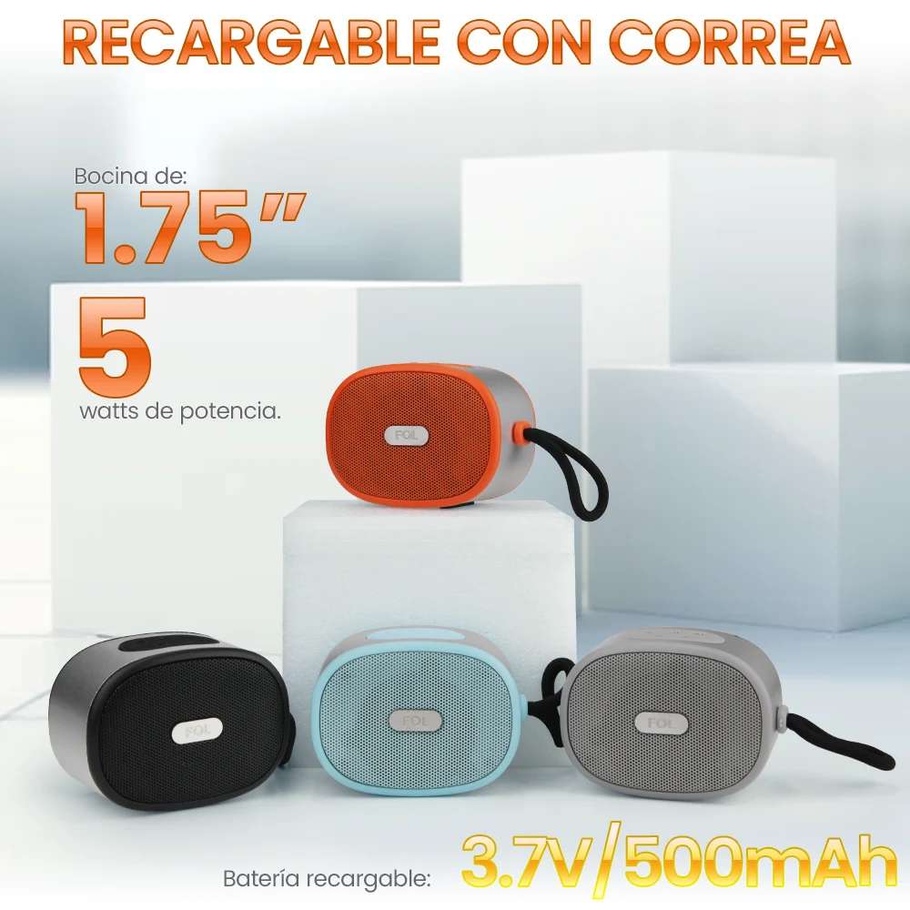 Mini Bocina FOL 5W 500mAh Bluetooth, TF Card, Radio FM, USB TWS FS-S120 - Imagen 4