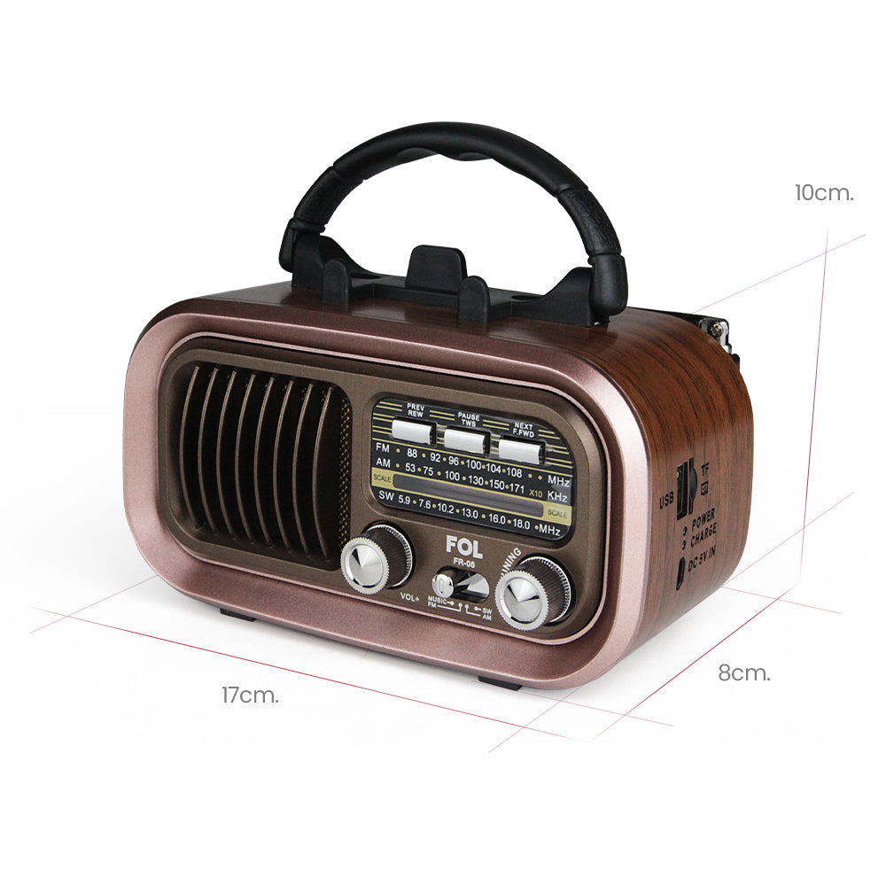 Radio AM/FM/SW Fol Bluetooth, TF Card, Radio FM, USB TWS FR-08 - Imagen 8