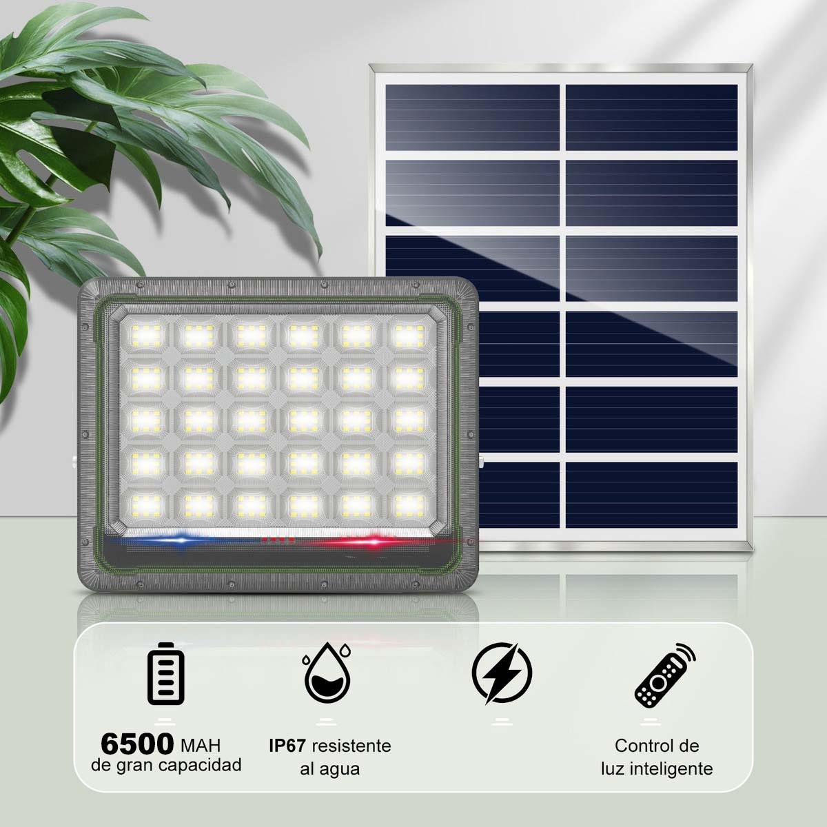 Reflector Solar 100W 6500mAh con Panel solares para intemperie IP67 MOR-100X - Imagen 2
