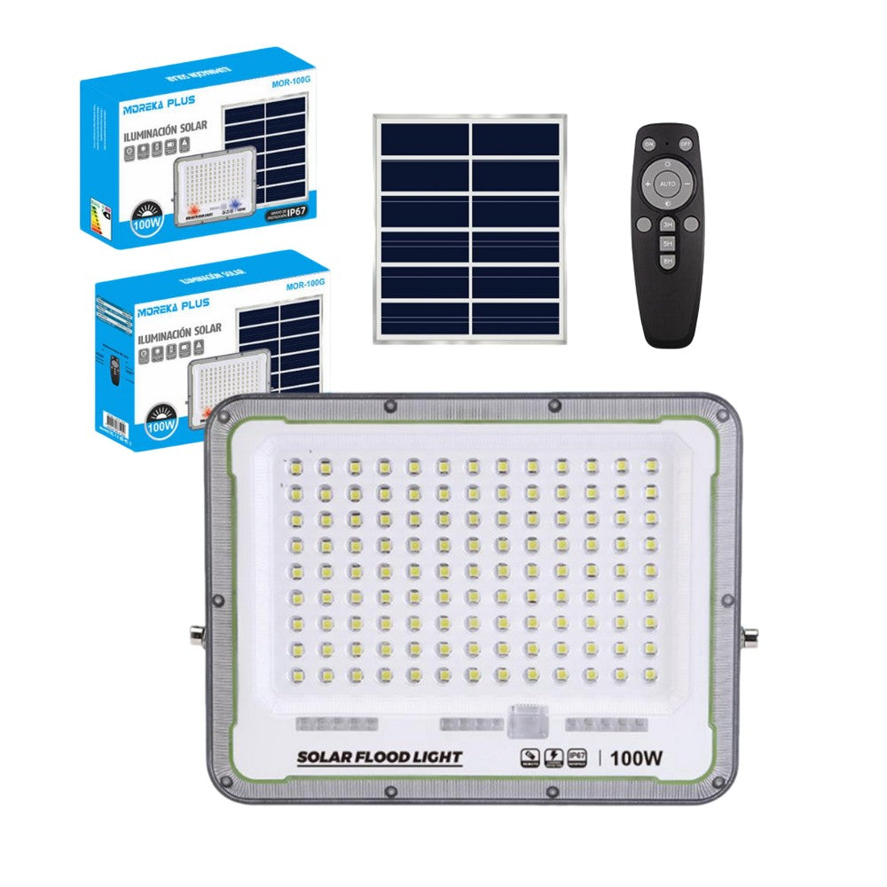 Reflector Solar 100W 6500mAh con Panel solares para intemperie IP67 MOR-100G - Imagen 1