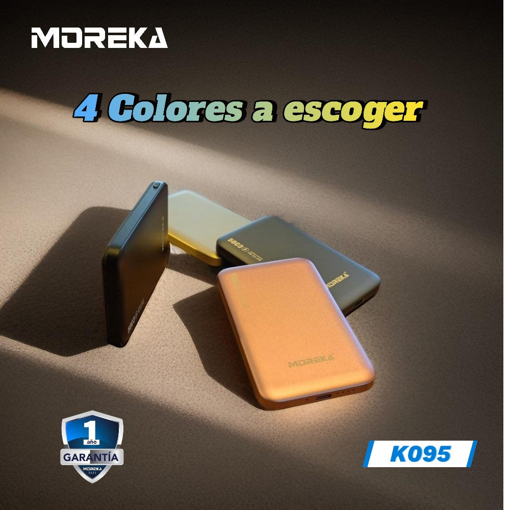 Power Bank Moreka K095 10000mAh 22.5W cables C USB Lightning y Micro USB - Imagen 2
