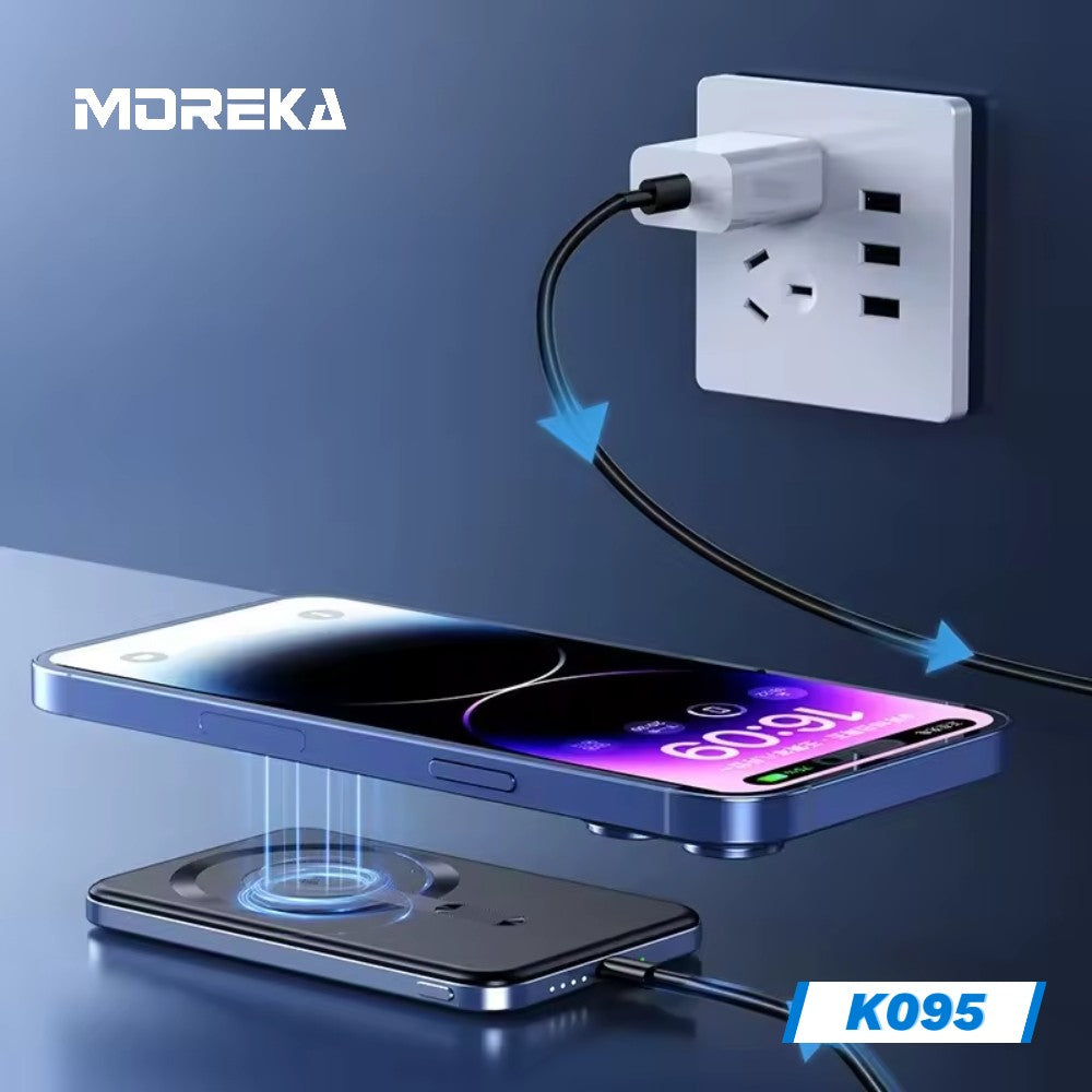 Power Bank Moreka K095 10000mAh 22.5W cables C USB Lightning y Micro USB - Imagen 3