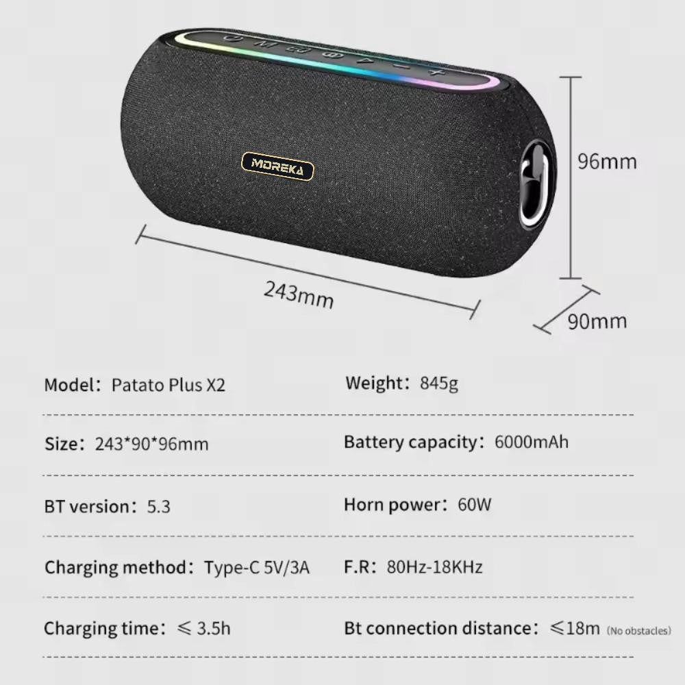 Bocina Moreka A38 60W 6000mAh 5-6 hrs de bateria Bluetooth - Imagen 6