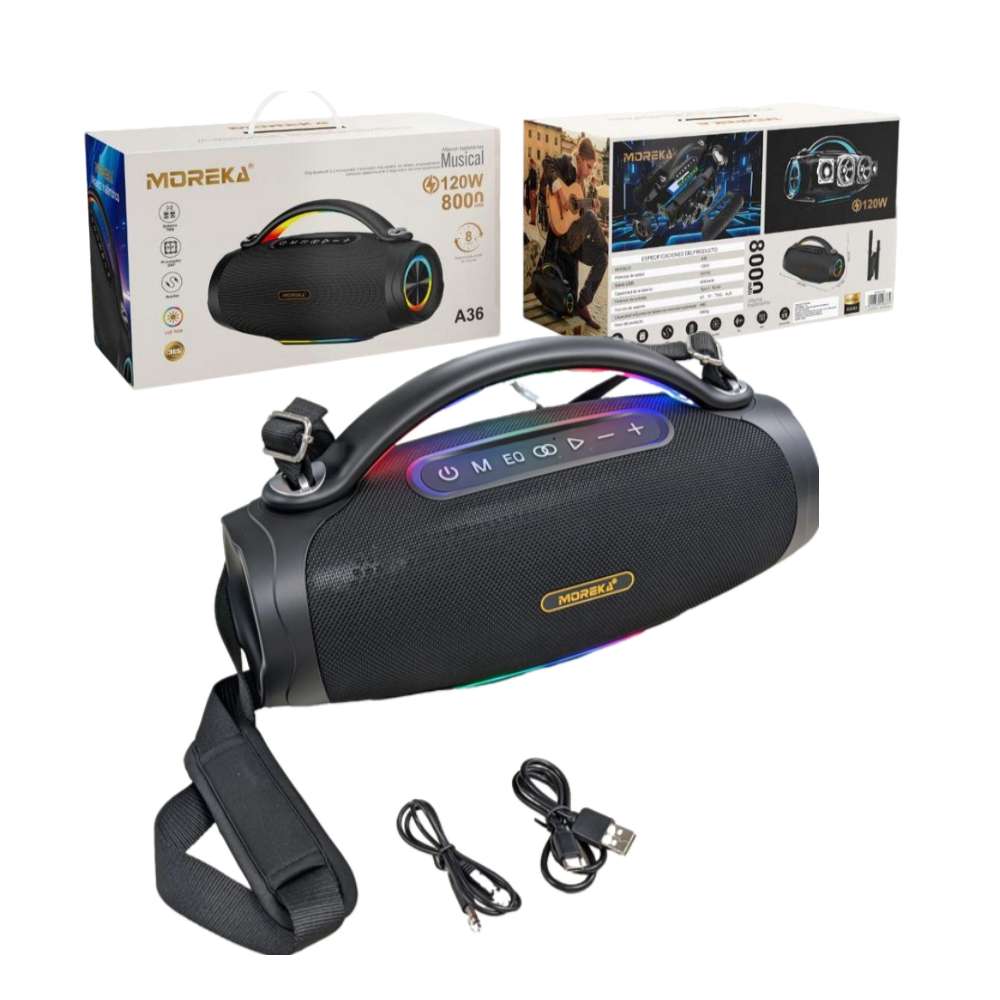 Bocina Moreka A36 120W 8000mAh 6-8 hrs de bateria Bluetooth - Imagen 10