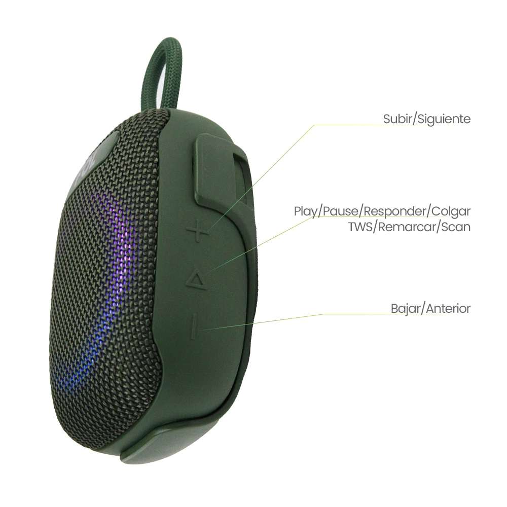Bocina Moto Bluetooth FOL FS-S195 TF Card Radio FM 1800mAh 8W Resistente al agua IPX6 - Imagen 5