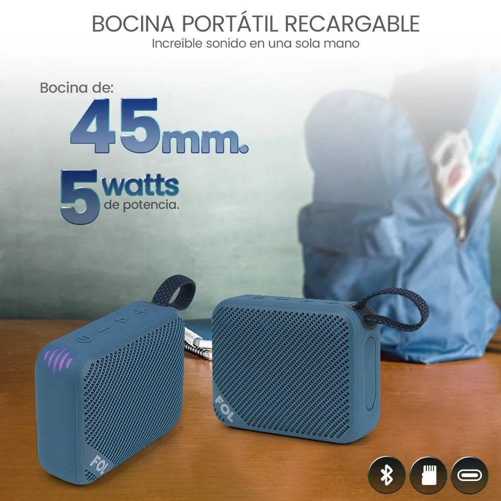Mini Bocina Fol 5W 10000mAh Bluetooth recargable, USB TWS S198 - Imagen 3