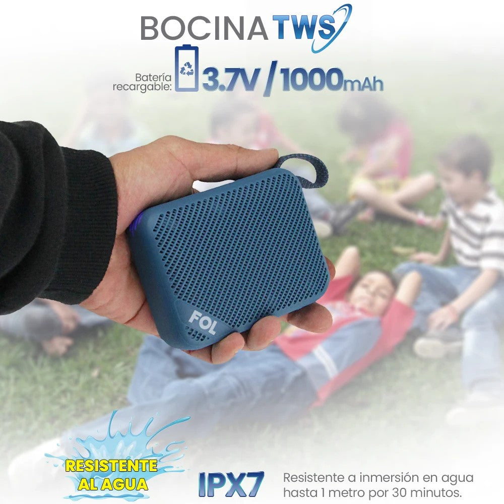 Mini Bocina Fol 5W 10000mAh Bluetooth recargable, USB TWS S198 - Imagen 4