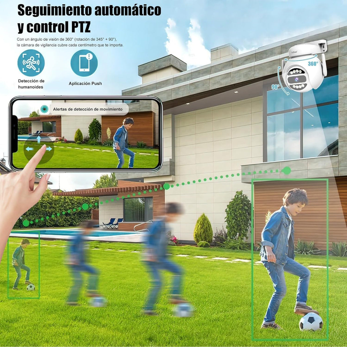 Cámara IP 360° Wifi 2MP Visión Nocturna Certificación IP66 Micrófono y altavoz JK-007 - Imagen 2