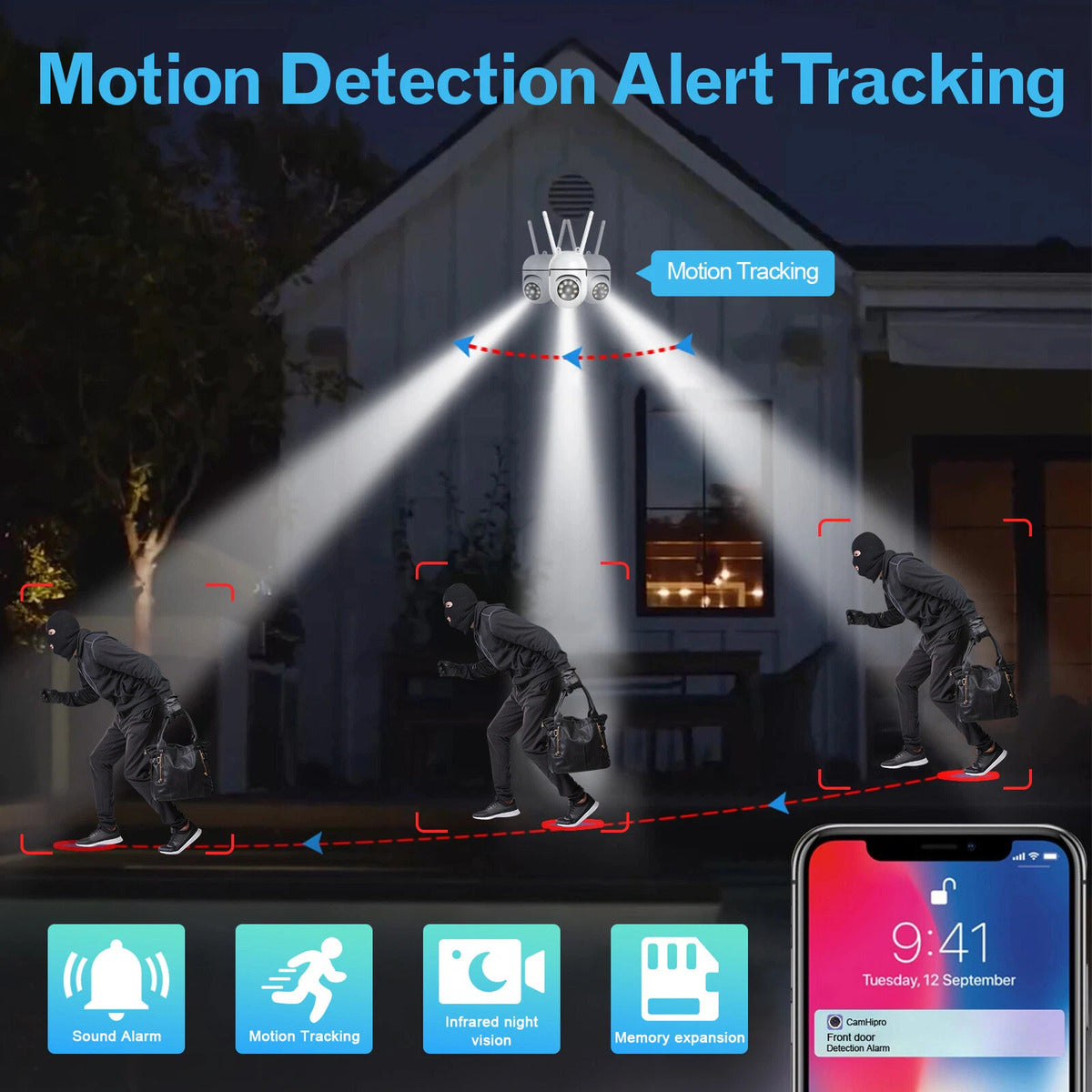Cámara IP 360° Wifi 2MP Visión Nocturna Certificación IP66 Micrófono y altavoz JK-007 - Imagen 3
