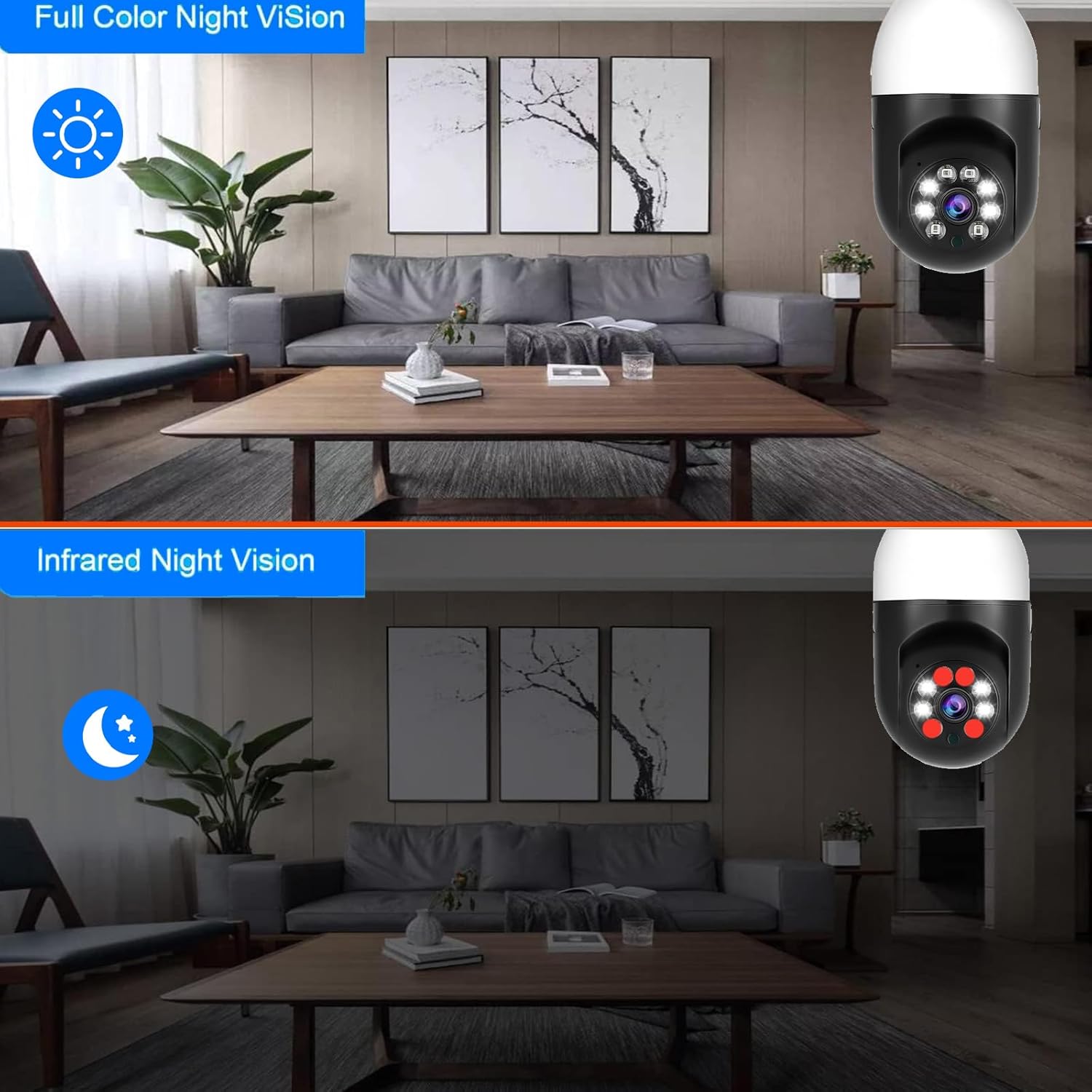 Cámara Foco 360° Wifi 2MP Visión Nocturna Certificación IP44 Micrófono y altavoz JK-005 - Imagen 6