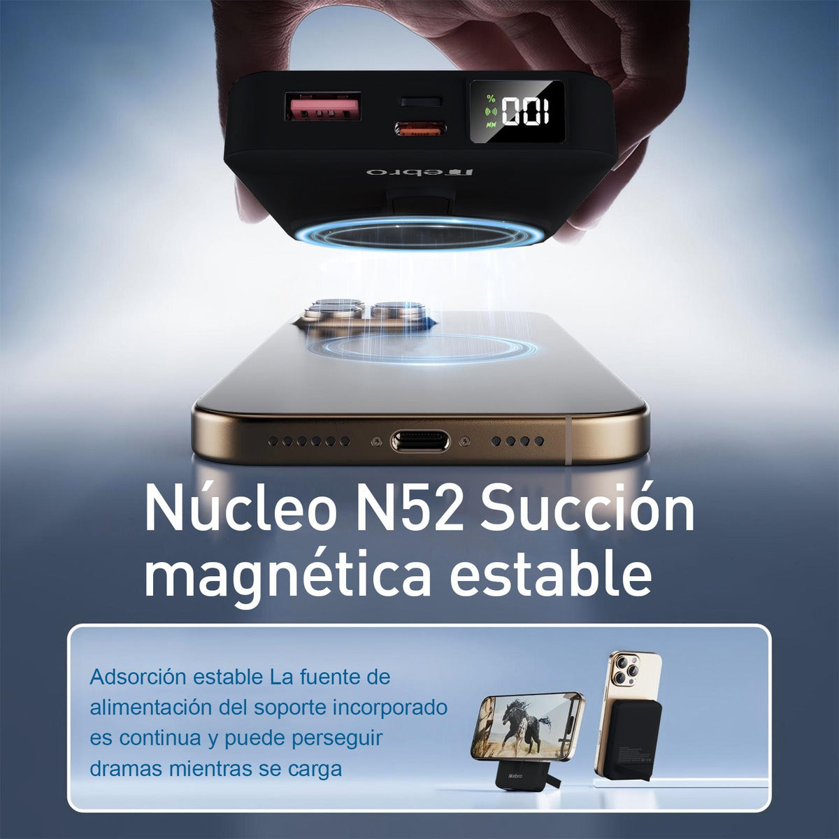 Power Bank Magsafe Nebro WB-072 10000mAh 22.5W, Magsafe 15w - Imagen 4