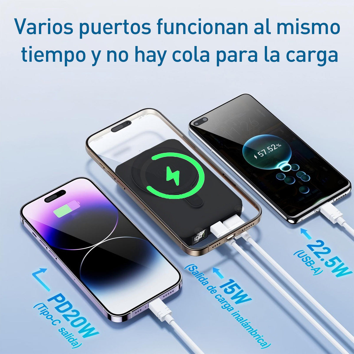 Power Bank Magsafe Nebro WB-072 10000mAh 22.5W, Magsafe 15w - Imagen 5