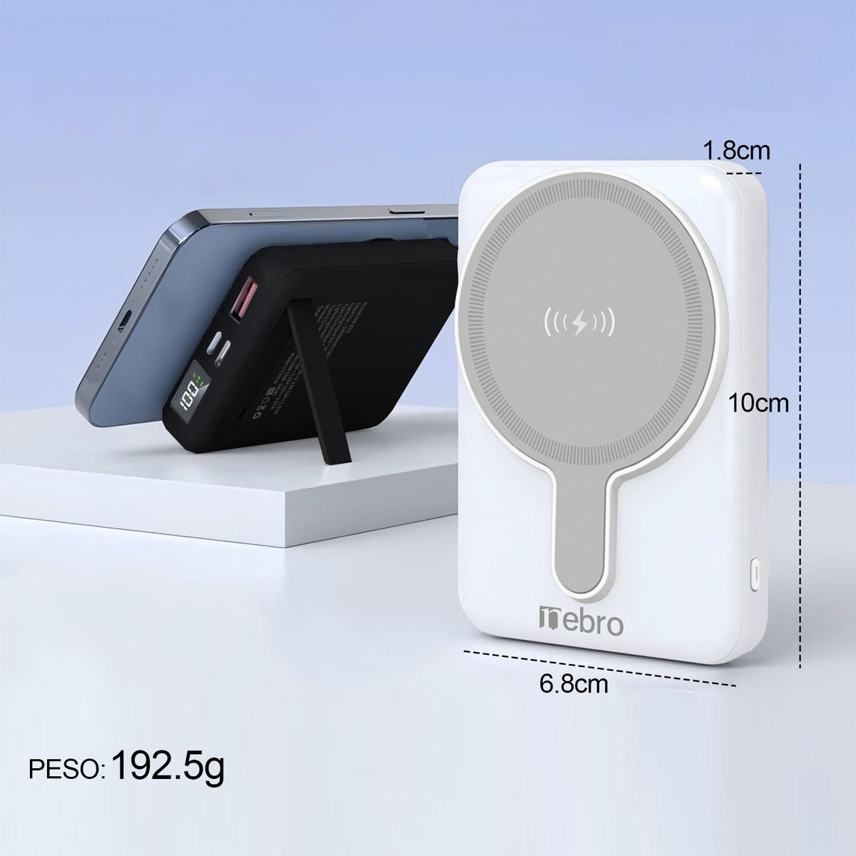 Power Bank Magsafe Nebro WB-072 10000mAh 22.5W, Magsafe 15w - Imagen 7