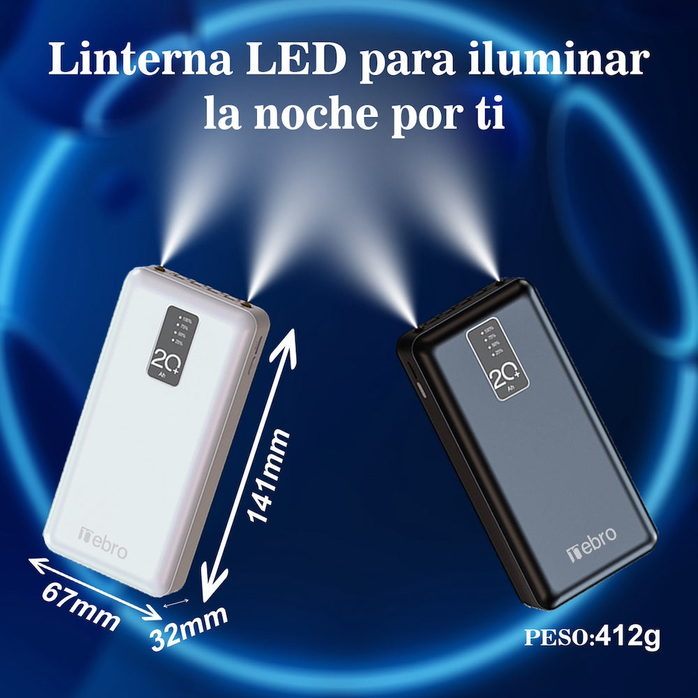 Power Bank Nebro WB-214 20000mAh 2.1A 5V incluye cables IP C V8 - Imagen 6