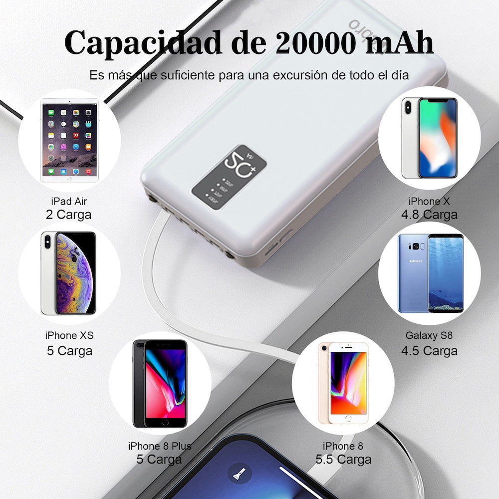 Power Bank Nebro WB-214 20000mAh 2.1A 5V incluye cables IP C V8 - Imagen 8