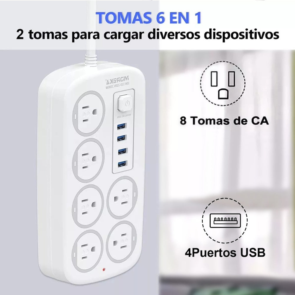 Multicontacto 6 Conexiones 4 Puertos Usb MC-J06U - Imagen 2