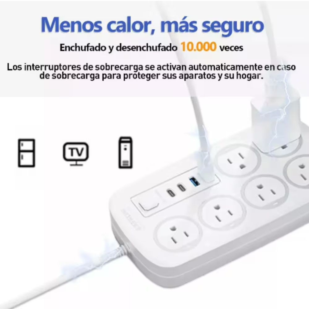 Multicontacto 6 Conexiones 4 Puertos Usb MC-J06U - Imagen 3