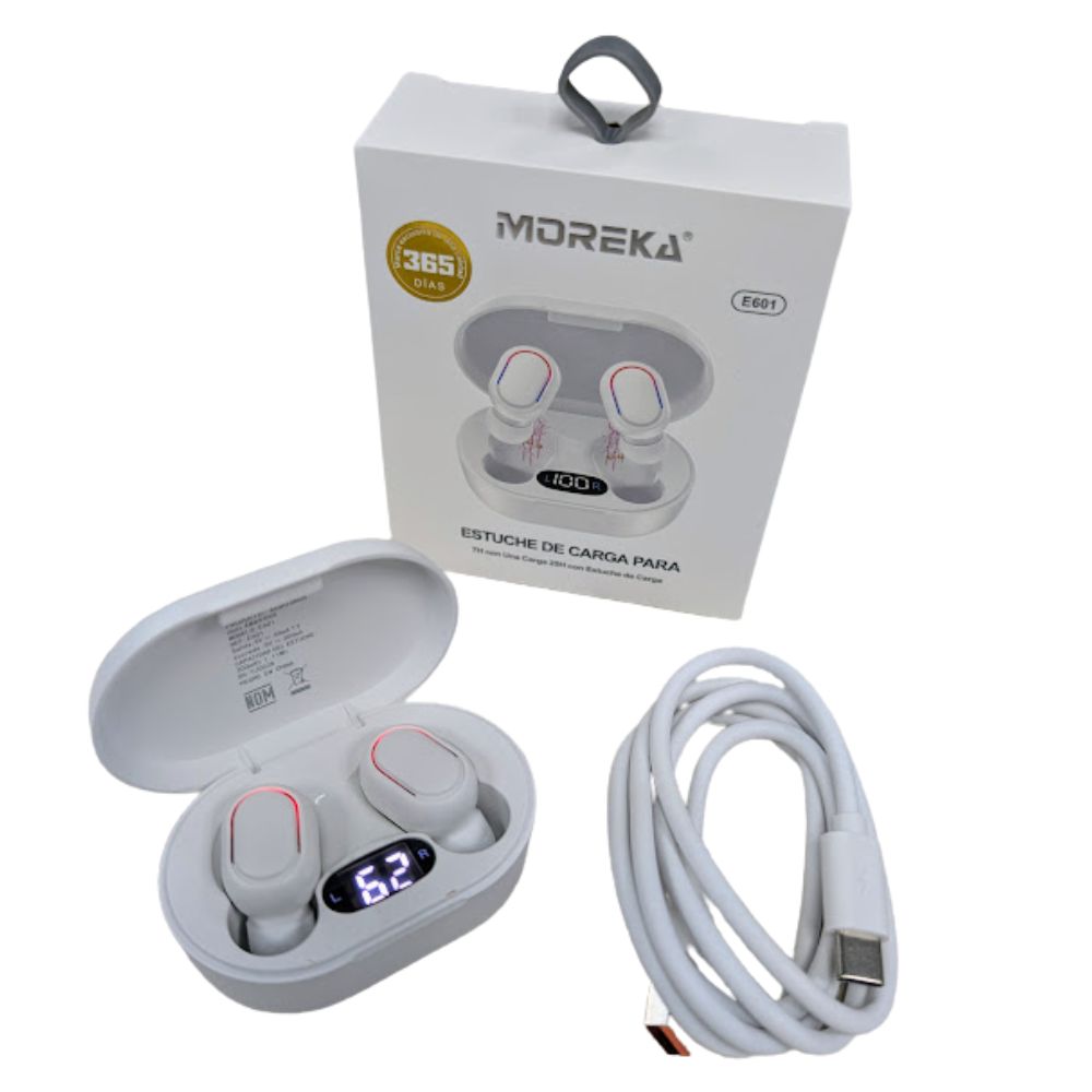 Audífonos Bluetooth 40mAh / Estuche 300mAh 25h con estuche Moreka E601 - Imagen 11
