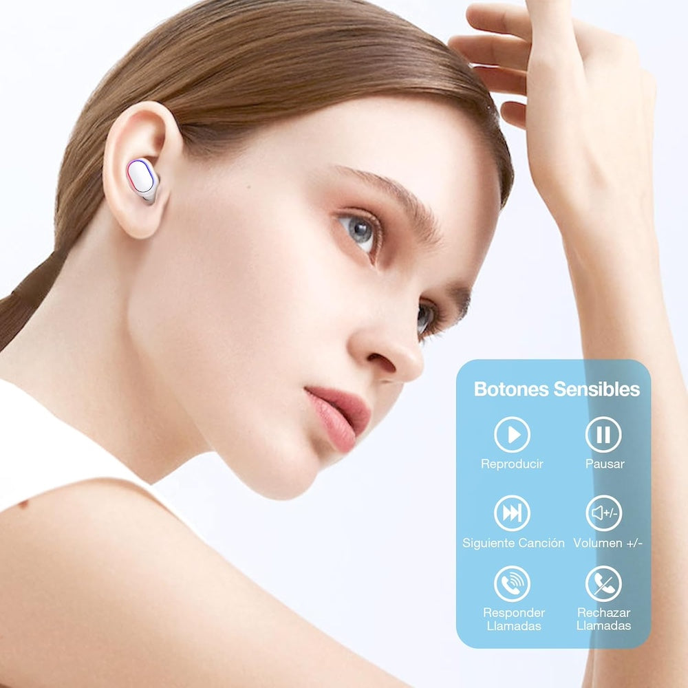 Audífonos Bluetooth 40mAh / Estuche 300mAh 25h con estuche Moreka E601 - Imagen 4