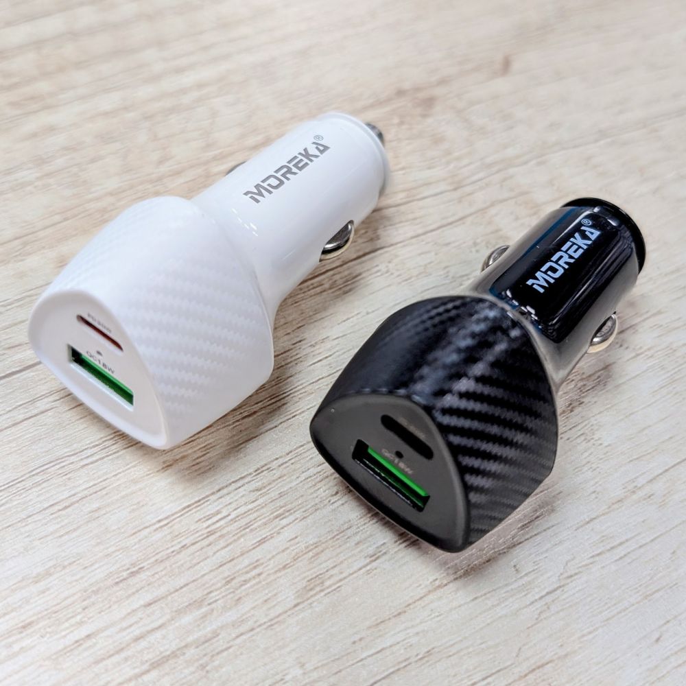 Turbo Cargador De Carro 48W PD30W QC18W Moreka CP0013 Plug In puertos USB y C - Imagen 3