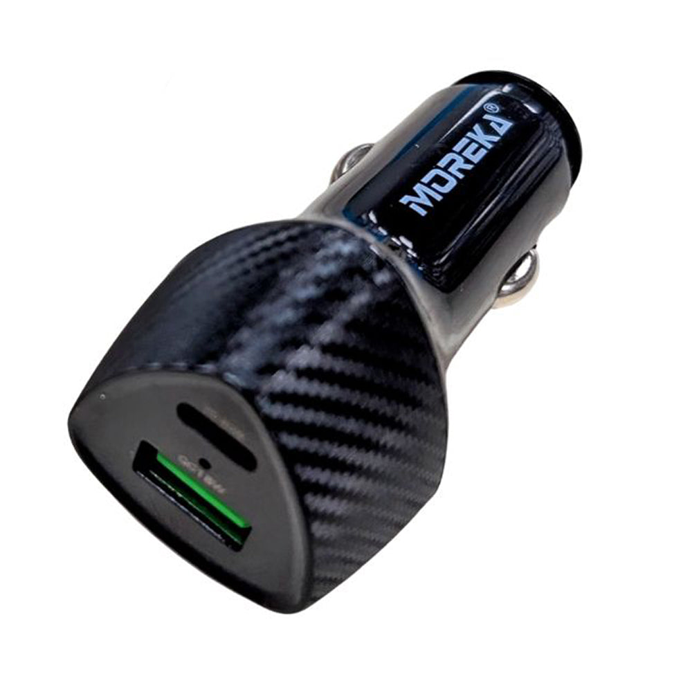 Turbo Cargador De Carro 48W PD30W QC18W Moreka CP0013 Plug In puertos USB y C - Imagen 5