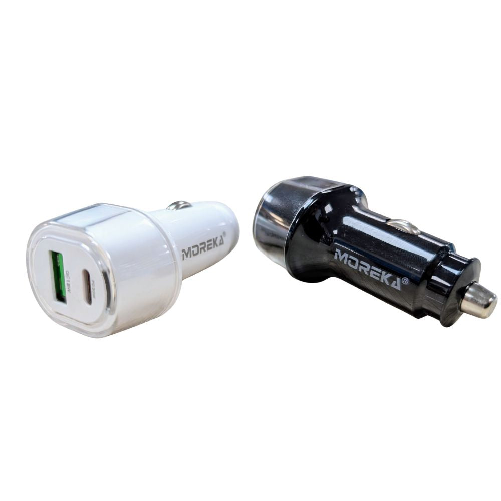 Turbo Cargador De Carro 48W PD30W QC18W Moreka CP0014 Plug In puertos USB y C - Imagen 2