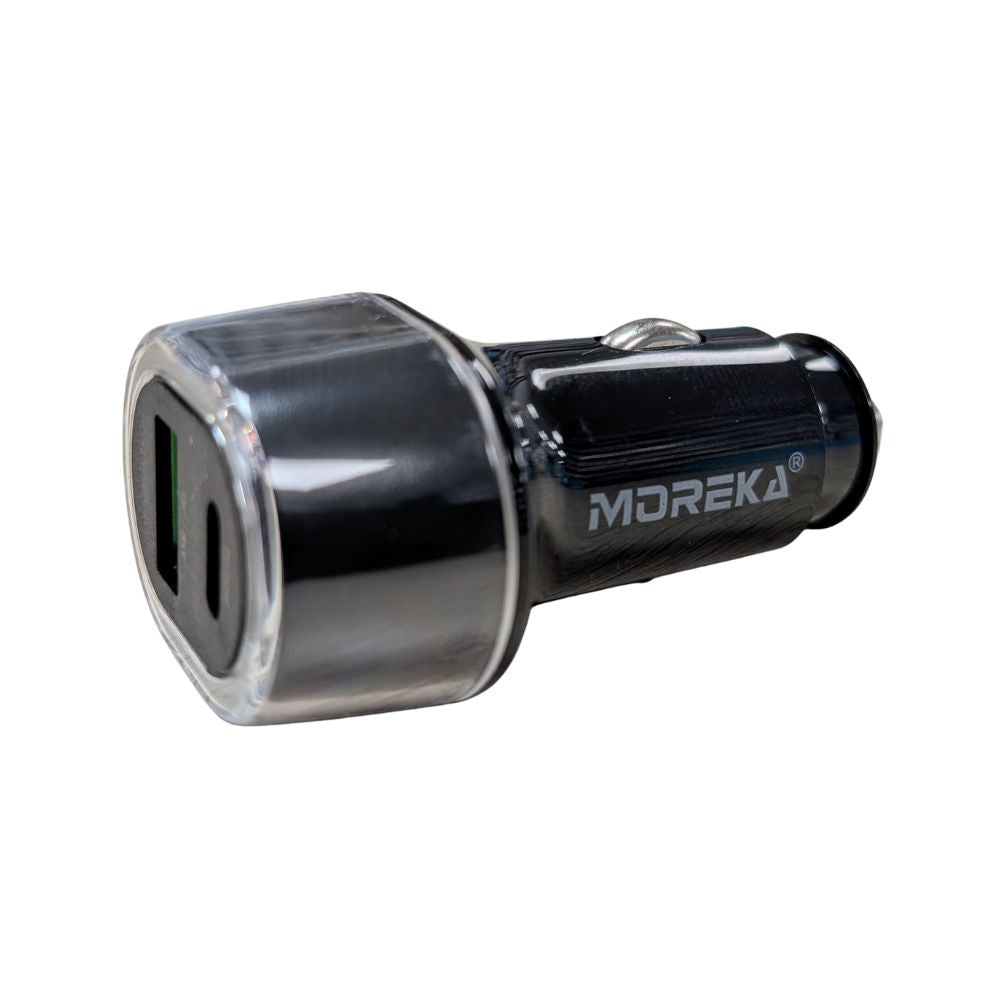 Turbo Cargador De Carro 48W PD30W QC18W Moreka CP0014 Plug In puertos USB y C - Imagen 3