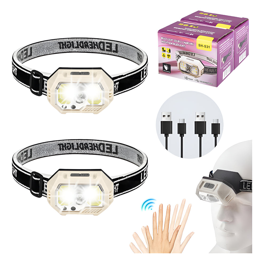 2pcs lámpara cabeza linterna minero recargable