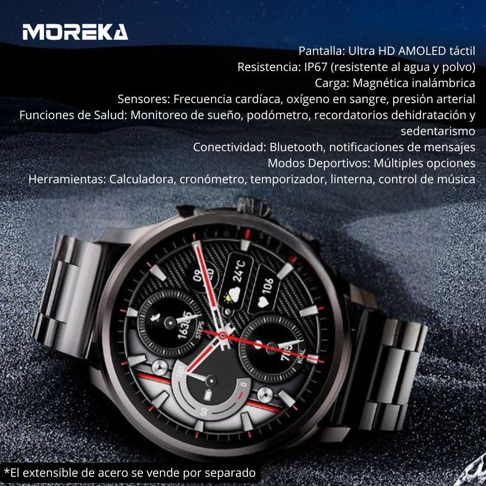 Smart Watch Moreka R04 pantalla Ultra HD Amoled contra agua IPX67 - Imagen 5