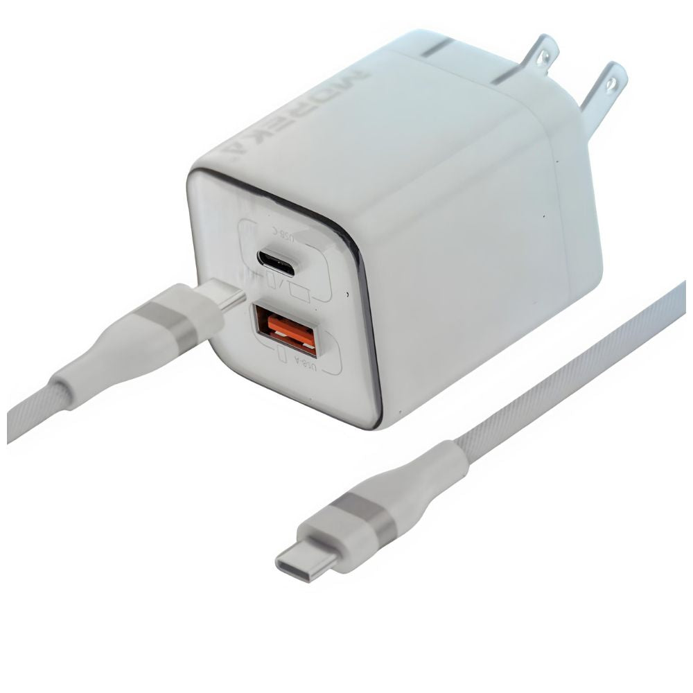 Cargador 35W GaN 5V- 3.1A puertos PD35W max & QC3.0 18W max Clavija plegable Moreka DHJ39 Cable tipo C - Imagen 9