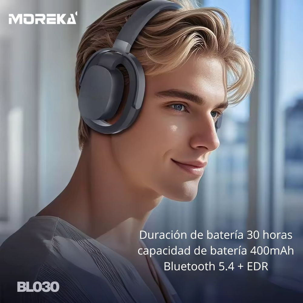Audífonos Bluetooth 5.4+EDR Moreka BL030 400mAh 40mm 30 Hrs - Imagen 6
