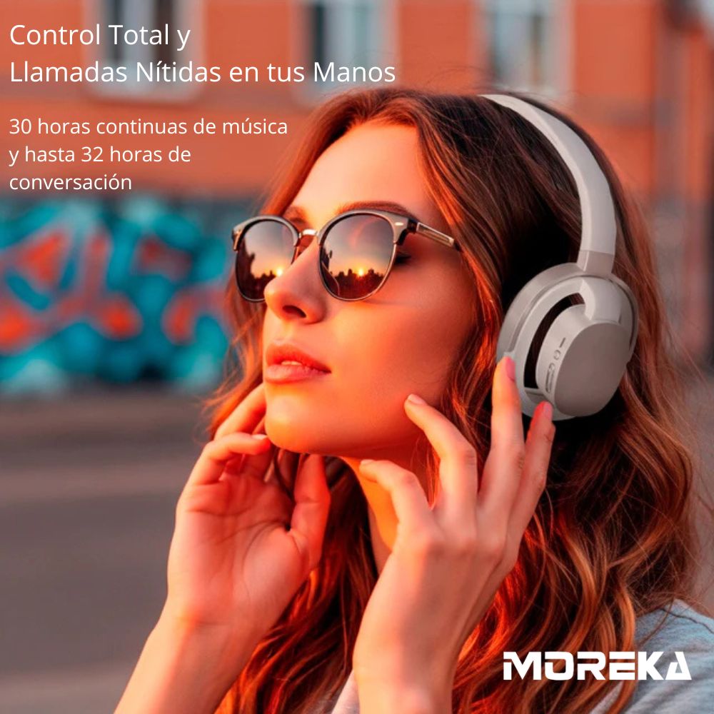 Audífonos Bluetooth 5.4+EDR Moreka BL030 400mAh 40mm 30 Hrs - Imagen 7