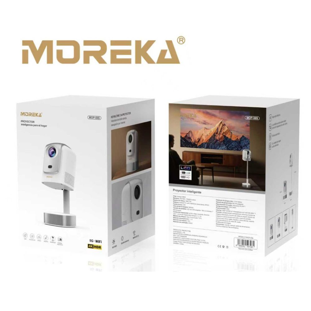 Proyector Android 11 4k Hd Wifi Smart Tv 7600 lumenes HDMI Moreka MOP-08S - Imagen 14