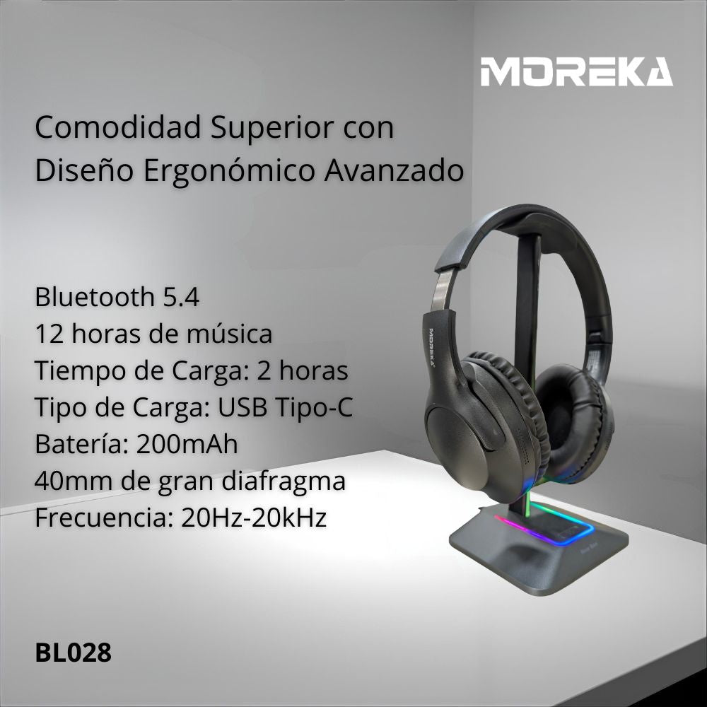 Audífonos Bluetooth V5.4 Moreka BL028 200mAh - Imagen 2
