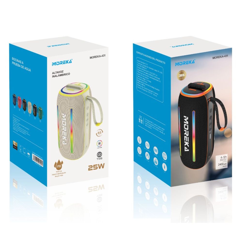 Bocina Moreka 431 25W 2400mAh 4-5 hrs de bateria Bluetooth IPX6 - Imagen 7