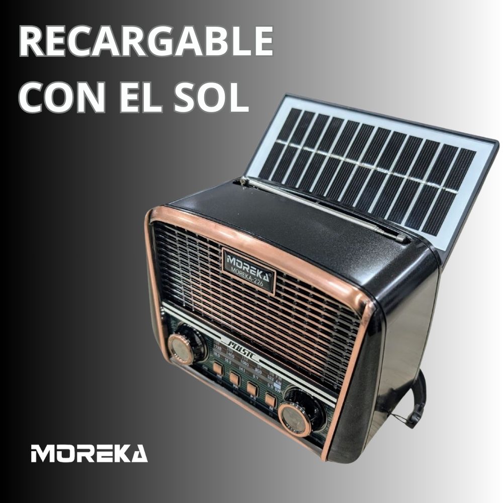 Radio AM/FM/SW Solar Bluetooth, TF Card, Radio FM, USB Moreka 226 - Imagen 2