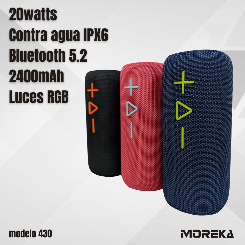 Bocina Moreka 430 20W 2400mAh 4-5 hrs de bateria Bluetooth IPX6 - Imagen 3