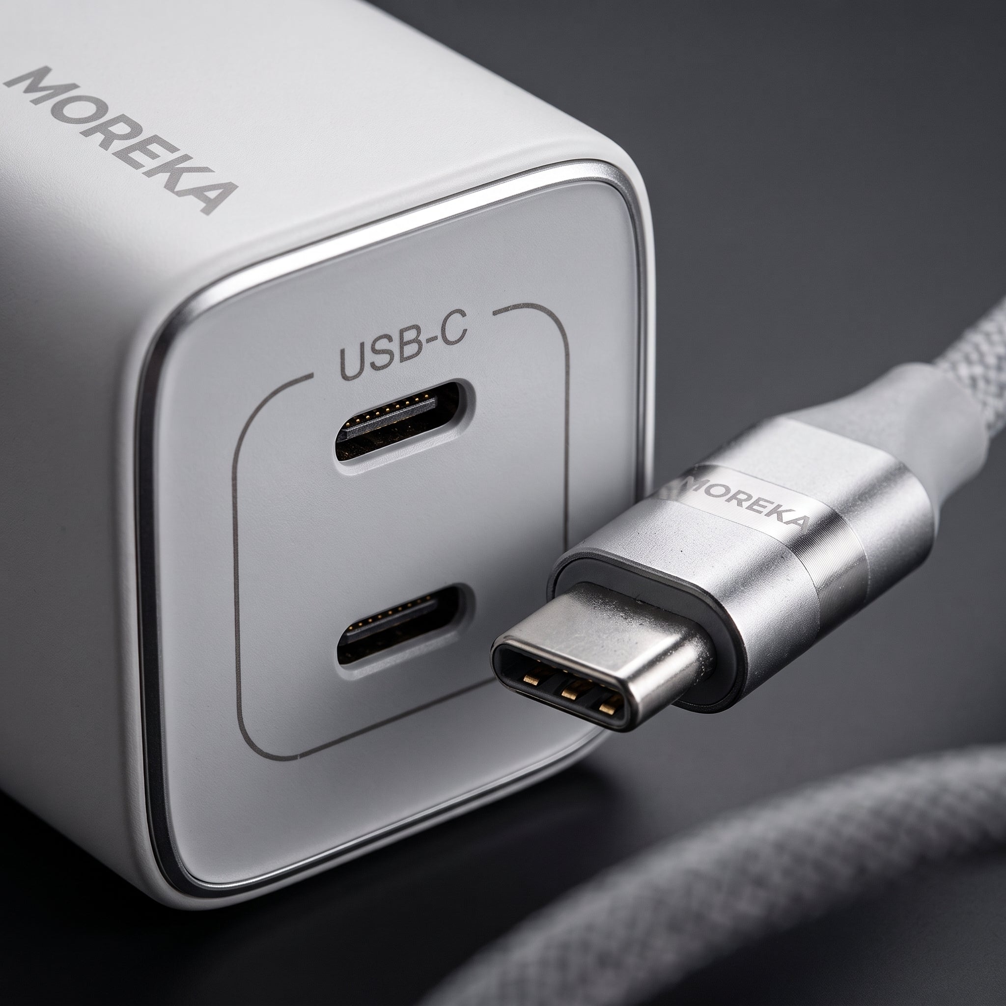 Cargador Rápido GaN Moreka DHJ40 40W con Doble USB-C y Cable Tipo-C - Imagen 6