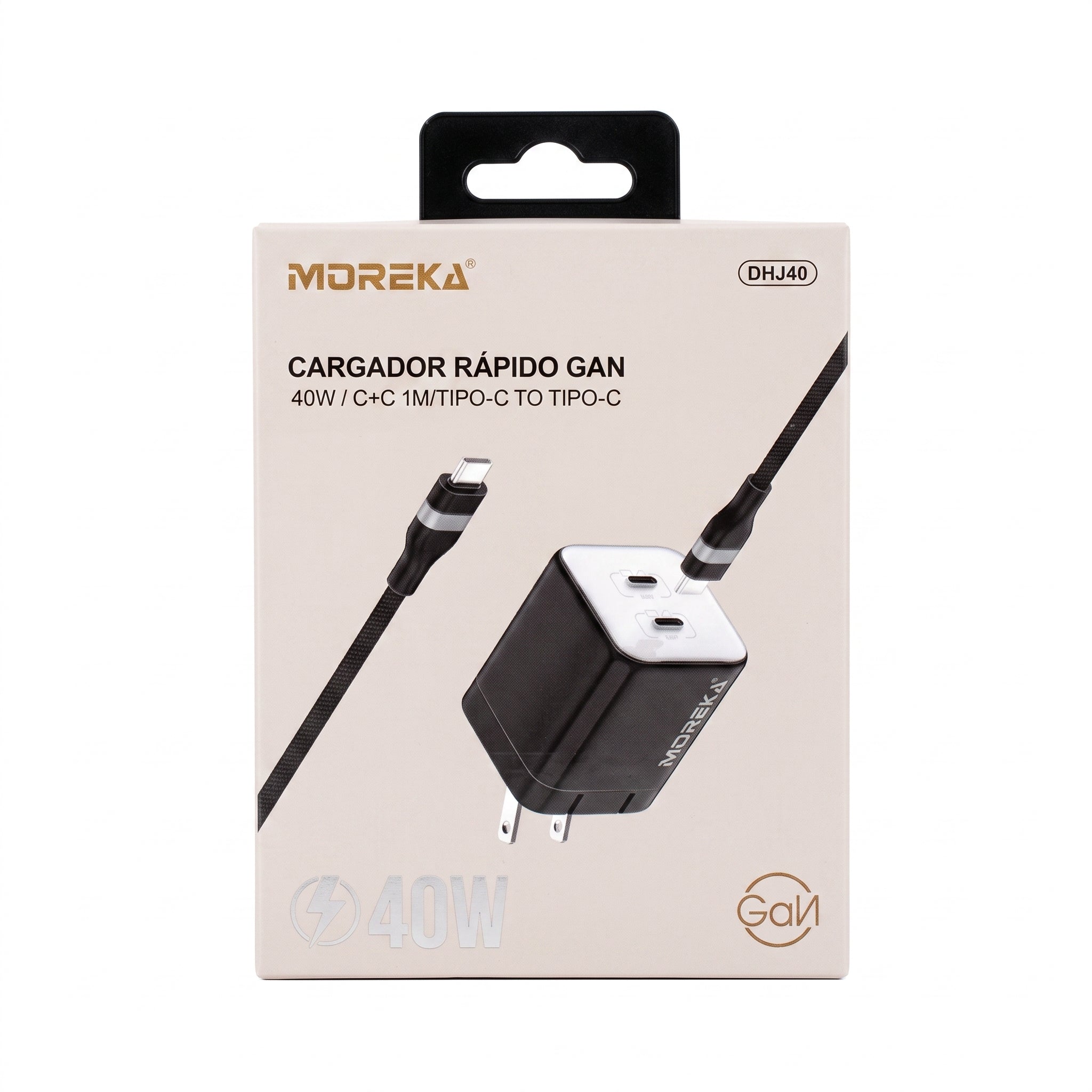 Cargador Rápido GaN Moreka DHJ40 40W con Doble USB-C y Cable Tipo-C - Imagen 10