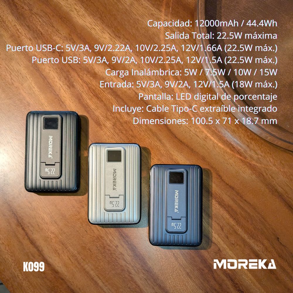 Power Bank Magsafe Moreka K099 12000mAh 22.5W, Magsafe 15w - Imagen 3