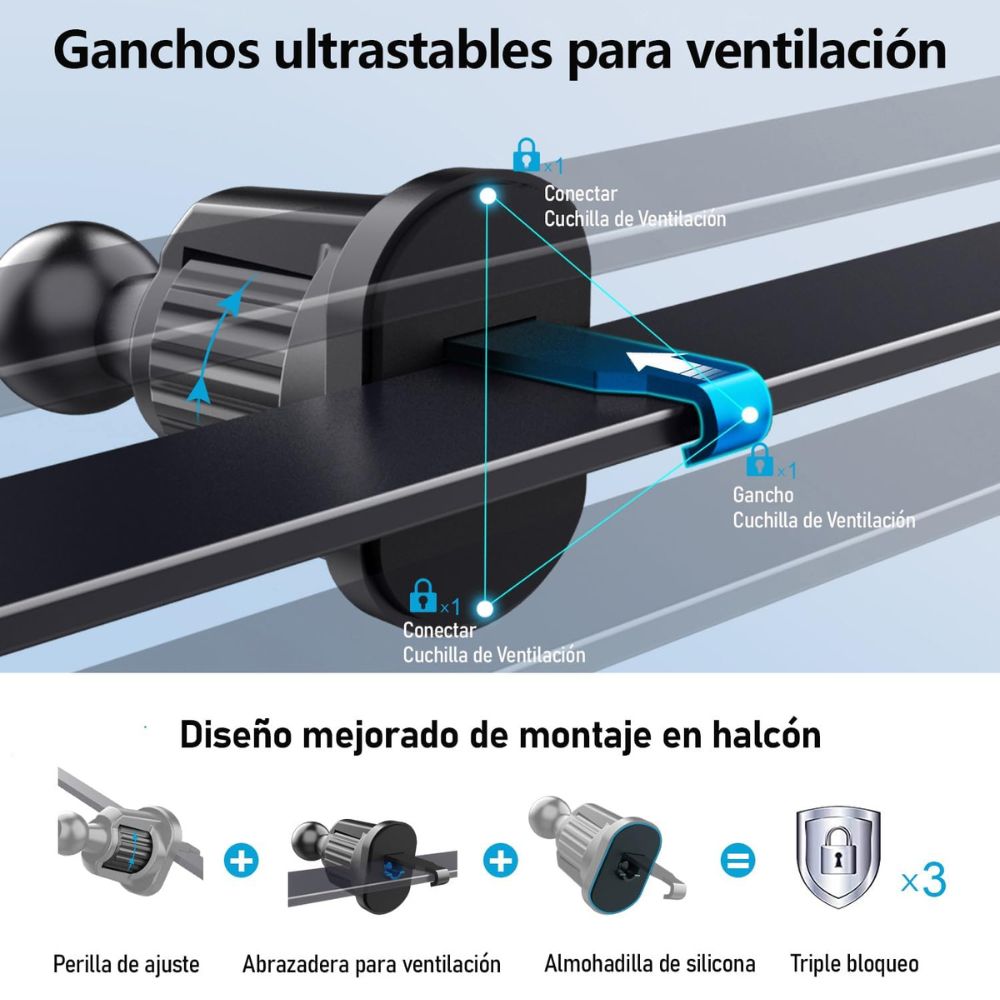 Soporte Automóvil Rendija Ventilación Rotación 360° Moreka Modelo ZJ-012 - Imagen 3