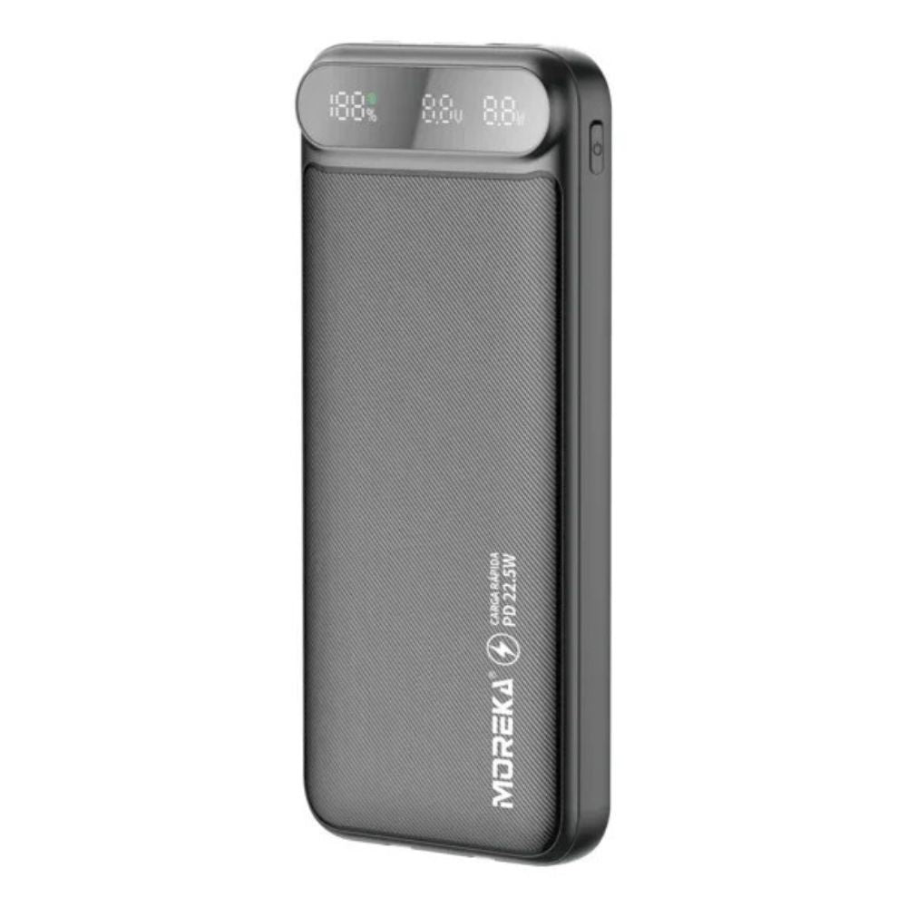 Power Bank Moreka K093 10000mAh con 3 Cables Integrados (1 x Type-C Entrada y Salida + 1 x Cable para iPhone + 1 x USB) Pantalla LED Digital Carga Inteligente - Imagen 1