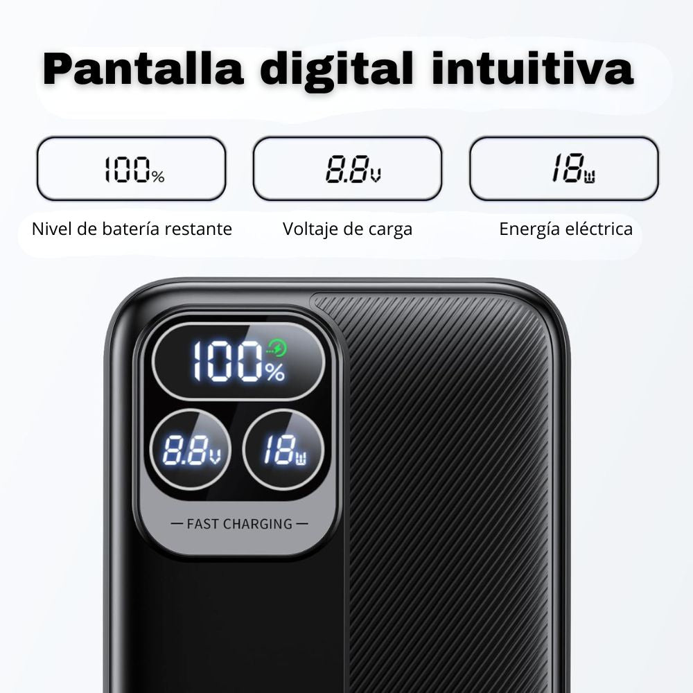 Power Bank Moreka K094 30000mAh 22.5W Cables C Lightning V8 - Imagen 4