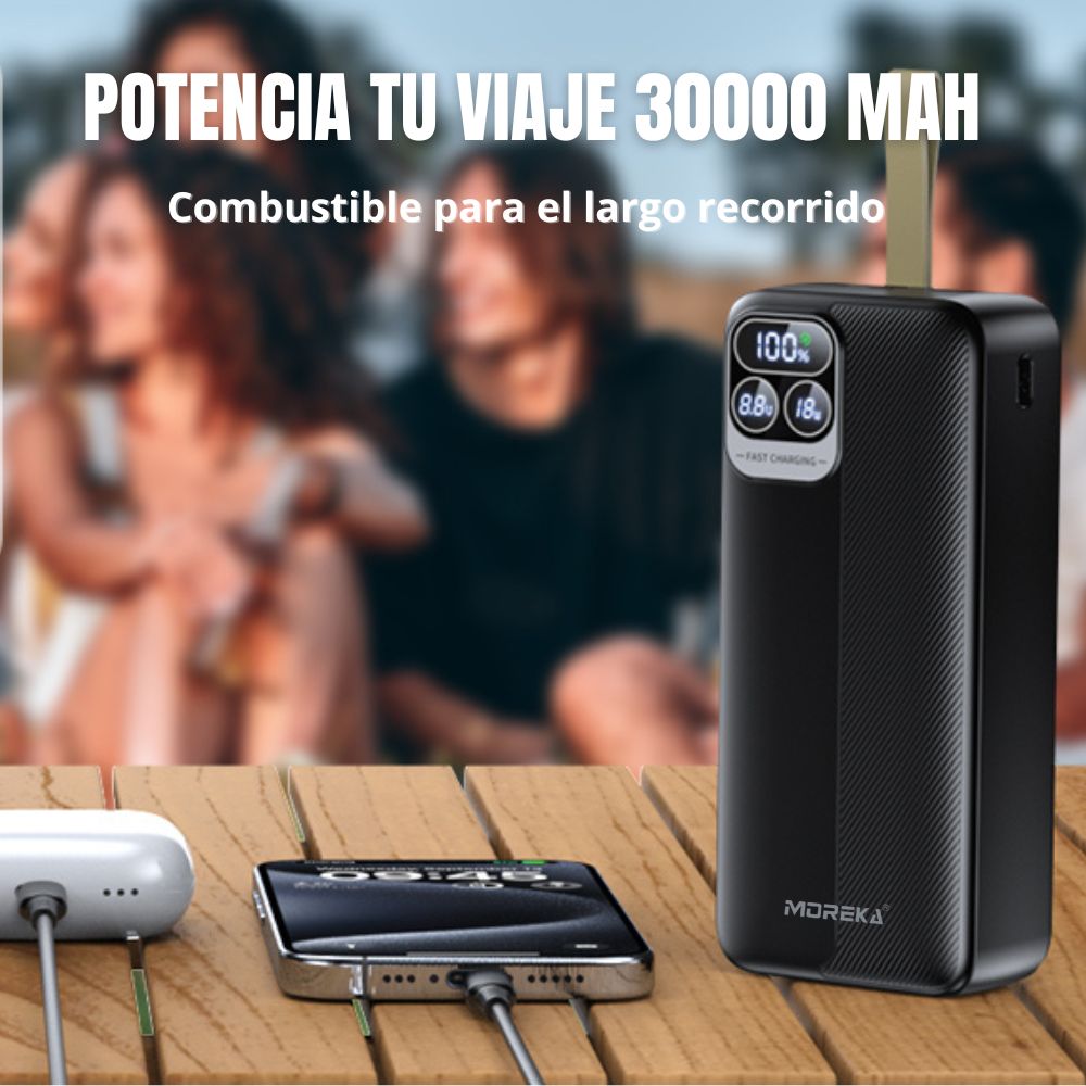 Power Bank Moreka K094 30000mAh 22.5W Cables C Lightning V8 - Imagen 7